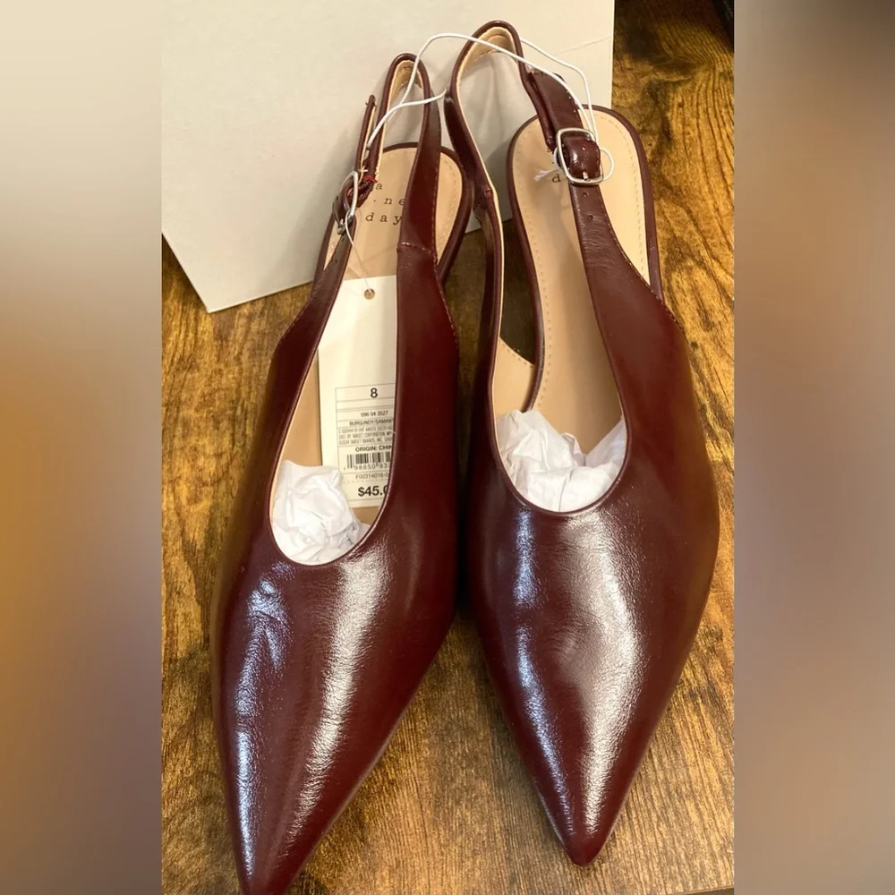 Women’s Samantha Sling Back Kitten Heels – a New Day™ Burgundy Size 8 new - Picture 3 of 7